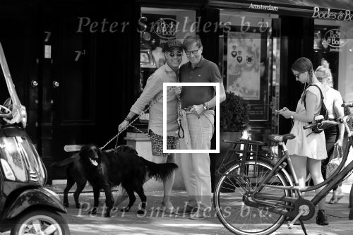 Amsterdam 30 juli 2019
Frank en Rogier ( Paleis voor een prikkie) met hun honden op de cornelis schuytstraat.