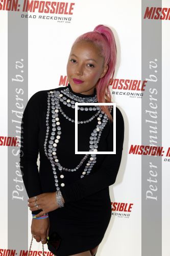 Amsterdam 10 juli 2023
Premiere Mission Impossible in Pathe Arena .Djamilia Celina met partner