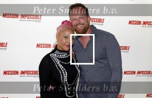 Amsterdam 10 juli 2023
Premiere Mission Impossible in Pathe Arena .Djamilia Celina met partner
