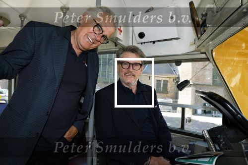 Den Haag 2 juli 2023
Erik de Zwart en vriiend/collega Paul v d Lugt rijden op een tram in Den haag
