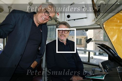 Den Haag 2 juli 2023
Erik de Zwart en vriiend/collega Paul v d Lugt rijden op een tram in Den haag