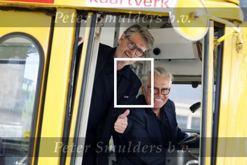 Den Haag 2 juli 2023
Erik de Zwart en vriiend/collega Paul v d Lugt rijden op een tram in Den haag