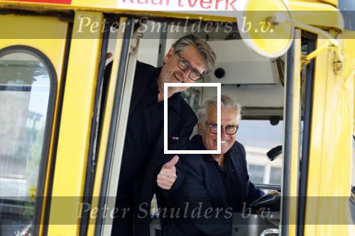 Den Haag 2 juli 2023
Erik de Zwart en vriiend/collega Paul v d Lugt rijden op een tram in Den haag