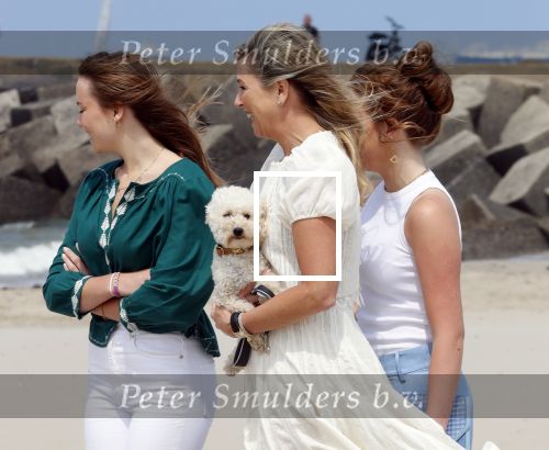 Den haag 30 juni 2023
Fotosessie op het strand Koning Willem Alexander, koningin Maxima en prinses Ariane, Prinses  Amalia en Prinses Alexia poseren tijdens de fotosessie op het strand met hond mambo.