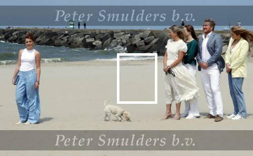Den haag 30 juni 2023
Fotosessie op het strand Koning Willem Alexander, koningin Maxima en prinses Ariane, Prinses  Amalia en Prinses Alexia poseren tijdens de fotosessie op het strand met hond mambo.