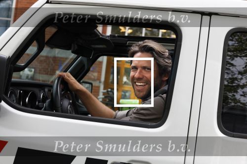 Amsterdam 11 juli 2023
Thomas v d Vlugt in zijn jeep met reclame voor First Energy Gum waarvan Thomas Mede eigenaar is.