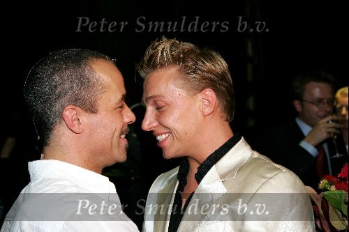 Den Haag 30 augustus 2004
Premiere Passion in schouwburg Den Haag.
Stanley Burlesson met vriend Visscher