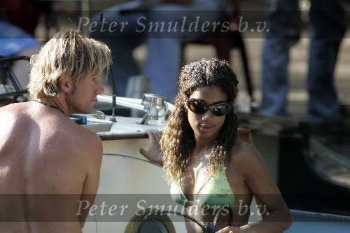 Amsterdam 31 augustus 2005
Georgina Kwayke met nieuwe vriend varen op boot door grachten