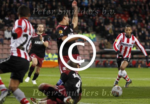 Eindhoven, 15 December 2011
PSV-Rapi Boekarest, eindstand 2-1
6e UEFA EuropaLeague wedstrijd
Jeremain Lens
Foto Junior Smulders
