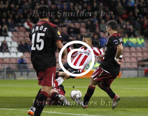 Eindhoven, 15 December 2011
PSV-Rapi Boekarest, eindstand 2-1
6e UEFA EuropaLeague wedstrijd
Jeremain Lens
Foto Junior Smulders
