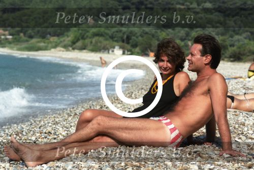 Samos (Griekenland) 17 Juli 1986
Rob de Nijs en Belinda Meuldijk met hun kinderen op het eiland Samos
Foto Peter Smulders BV