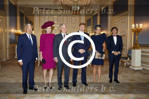 Den Haag, 8 November 2013
Staatsbezoek Belgie aan Nederland
Koningin Mathilde, Koning Filip, Koning Willem Alexander en Koningin Maxima, Mark Rutte en Elio Di Rupo
Foto Peter Smulders BV