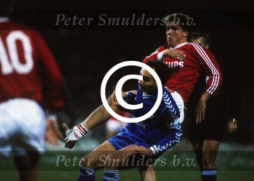 Eindhoven,1 maart 1989 Soren Lerby  tijdens PSV-Real Madris
Foto Peter Smulders Bv
