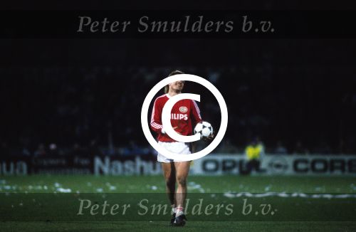 Eindhoven,1 maart 1989 Soren Lerby  tijdens PSV-Real Madris
Foto Peter Smulders Bv