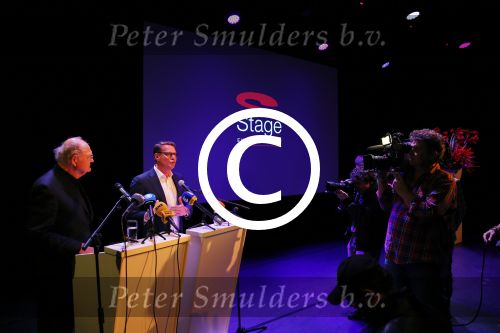 Amsterdam 17 december 2014
Joop v d Ende en Albert Verlinde maken bekend op persconferentie in gebouw van Stage holding dat ze samen gaan werken.