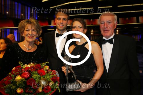 Amsterdam 16 december 2014
Sportman van het jaar verkiezing in de RAI.
Ireen Wust met vriend en ouders