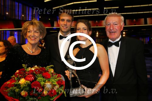 Amsterdam 16 december 2014
Sportman van het jaar verkiezing in de RAI.
Ireen Wust met vriend en ouders