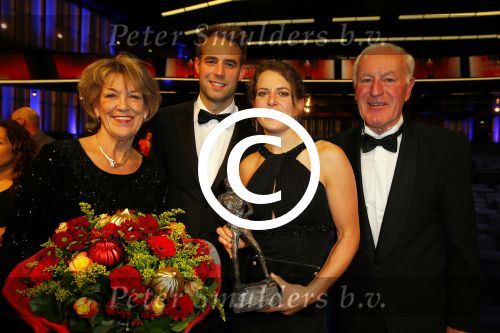Amsterdam 16 december 2014
Sportman van het jaar verkiezing in de RAI.
Ireen Wust met vriend en ouders