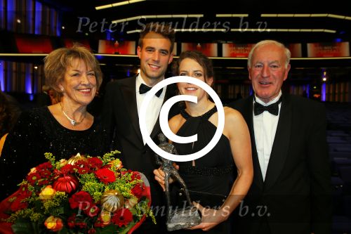 Amsterdam 16 december 2014
Sportman van het jaar verkiezing in de RAI.
Ireen Wust met vriend en ouders