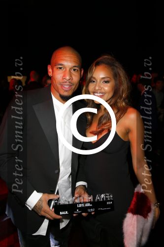 Amsterdam 15 november 2014
Life After Football (LAF) beurs in de Harbour Club. Nigel de Jong met zijn vrouw Winonah