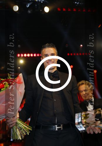Amsterdam 16 december 2014
Sportman van het jaar verkiezing in de RAI.
Robin v Persie met zijn vrouw Bouchra en zijn moeder en opa