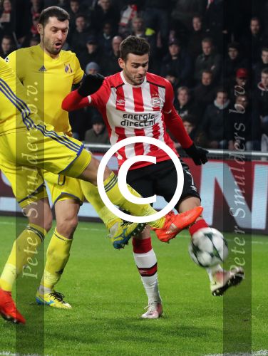 Eindhoven, 6 December 2016 Laatse groepswedstrijd in de Champions League Seizoen 2016/2017 PSV-FC Rostov, eindstand 0-0 en uitschakeling voor het gehele Europese Voetbal.
Gaston Pereiro