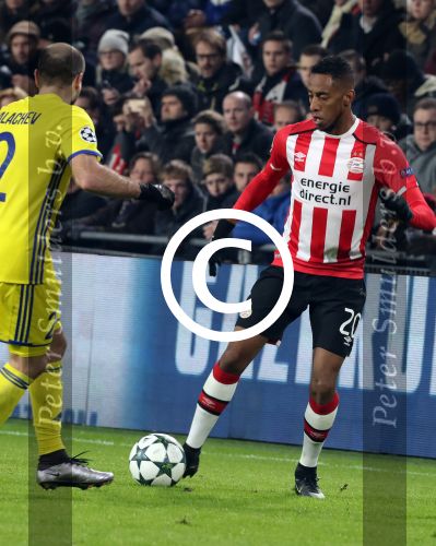 Eindhoven, 6 December 2016 Laatse groepswedstrijd in de Champions League Seizoen 2016/2017 PSV-FC Rostov, eindstand 0-0 en uitschakeling voor het gehele Europese Voetbal.
Joshua Brenet
