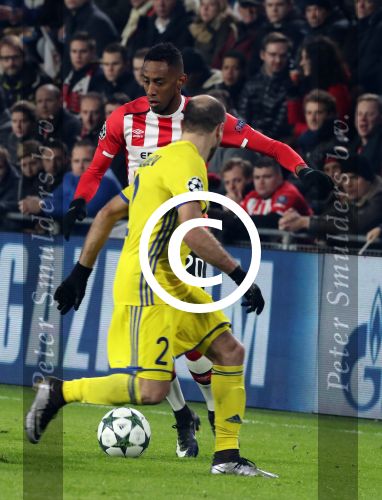 Eindhoven, 6 December 2016 Laatse groepswedstrijd in de Champions League Seizoen 2016/2017 PSV-FC Rostov, eindstand 0-0 en uitschakeling voor het gehele Europese Voetbal.
Joshua Brenet