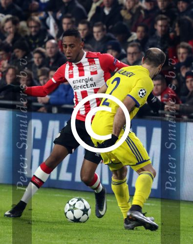 Eindhoven, 6 December 2016 Laatse groepswedstrijd in de Champions League Seizoen 2016/2017 PSV-FC Rostov, eindstand 0-0 en uitschakeling voor het gehele Europese Voetbal.
Joshua Brenet