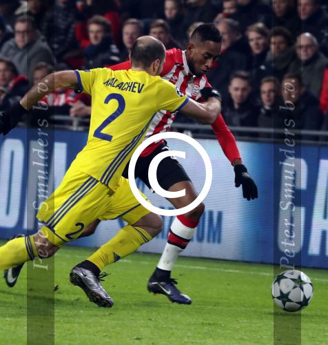 Eindhoven, 6 December 2016 Laatse groepswedstrijd in de Champions League Seizoen 2016/2017 PSV-FC Rostov, eindstand 0-0 en uitschakeling voor het gehele Europese Voetbal.
Joshua Brenet