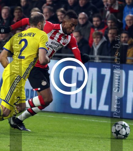 Eindhoven, 6 December 2016 Laatse groepswedstrijd in de Champions League Seizoen 2016/2017 PSV-FC Rostov, eindstand 0-0 en uitschakeling voor het gehele Europese Voetbal.
Joshua Brenet