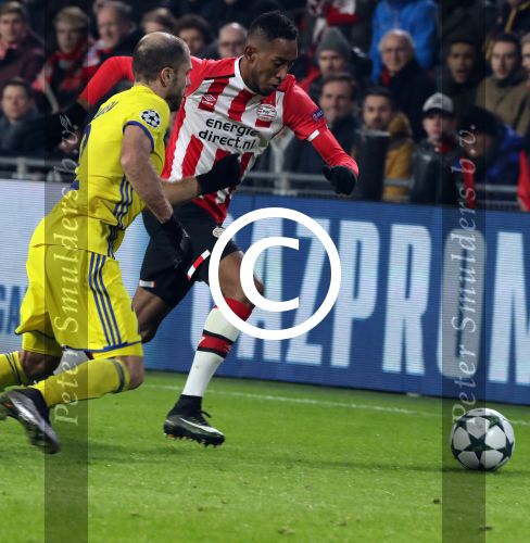 Eindhoven, 6 December 2016 Laatse groepswedstrijd in de Champions League Seizoen 2016/2017 PSV-FC Rostov, eindstand 0-0 en uitschakeling voor het gehele Europese Voetbal.
Joshua Brenet
