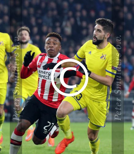 Eindhoven, 6 December 2016 Laatse groepswedstrijd in de Champions League Seizoen 2016/2017 PSV-FC Rostov, eindstand 0-0 en uitschakeling voor het gehele Europese Voetbal.
Joshua Brenet