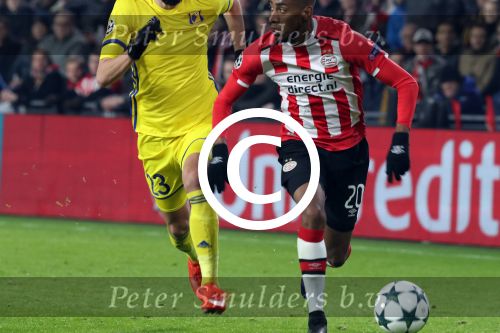 Eindhoven, 6 December 2016 Laatse groepswedstrijd in de Champions League Seizoen 2016/2017 PSV-FC Rostov, eindstand 0-0 en uitschakeling voor het gehele Europese Voetbal.
Joshua Brenet