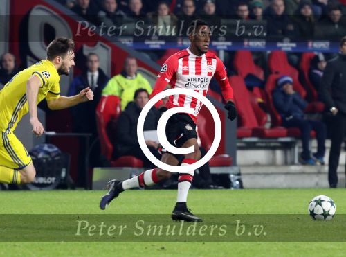 Eindhoven, 6 December 2016 Laatse groepswedstrijd in de Champions League Seizoen 2016/2017 PSV-FC Rostov, eindstand 0-0 en uitschakeling voor het gehele Europese Voetbal.
Joshua Brenet