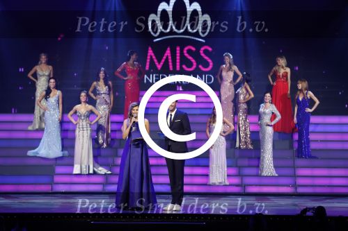Hilversum 26 september 2016
Finale miss Nederland verkiezing in studio 21. Kim Kotter en Viktor Brand presenteren het.