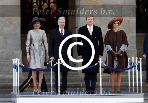 Amsterdam, 28 November 2016
Eerste dag Belgische Koningspaar bij Staatsbezoek aan Nederland
Koningin Maxima, Koning Willem Alexander, Koning Filip en Koningin Mathilde