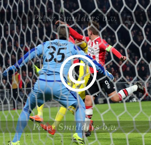 Eindhoven, 6 December 2016 Laatse groepswedstrijd in de Champions League Seizoen 2016/2017 PSV-FC Rostov, eindstand 0-0 en uitschakeling voor het gehele Europese Voetbal.
Luuk de Jong
