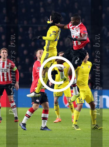 Eindhoven, 6 December 2016 Laatse groepswedstrijd in de Champions League Seizoen 2016/2017 PSV-FC Rostov, eindstand 0-0 en uitschakeling voor het gehele Europese Voetbal.
Nicolas Isimat-Mirin