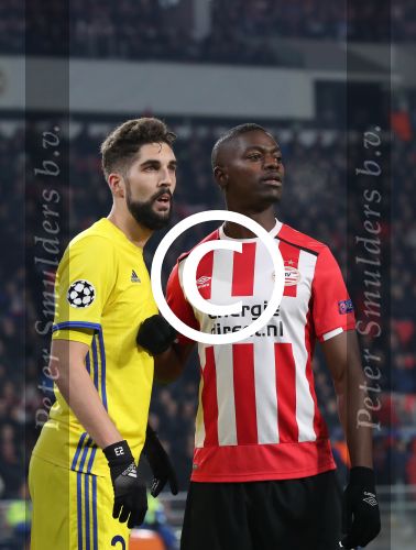 Eindhoven, 6 December 2016 Laatse groepswedstrijd in de Champions League Seizoen 2016/2017 PSV-FC Rostov, eindstand 0-0 en uitschakeling voor het gehele Europese Voetbal.
Nicolas Isimat-Mirin