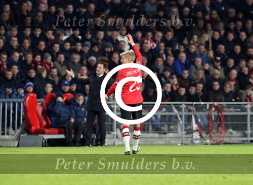 Eindhoven, 6 December 2016 Laatse groepswedstrijd in de Champions League Seizoen 2016/2017 PSV-FC Rostov, eindstand 0-0 en uitschakeling voor het gehele Europese Voetbal.
Oleksandr Zinchenko