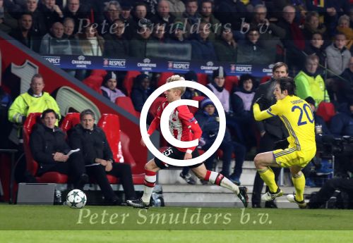 Eindhoven, 6 December 2016 Laatse groepswedstrijd in de Champions League Seizoen 2016/2017 PSV-FC Rostov, eindstand 0-0 en uitschakeling voor het gehele Europese Voetbal.
Oleksandr Zinchenko