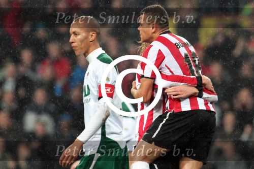 Seizoen 2010-1011 Eindhoven 13-11-2010 Eredivisie PSV-Excelsior. uitslag 4-2. Doelpunt door Wilfred Bouma. Ryan Koolwijk.
Foto: John Claessens