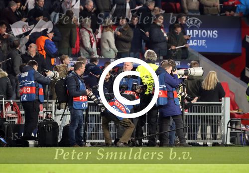 Eindhoven, 6 December 2016 Laatse groepswedstrijd in de Champions League Seizoen 2016/2017 PSV-FC Rostov, eindstand 0-0 en uitschakeling voor het gehele Europese Voetbal.
Persfotografen voor de trainersbank