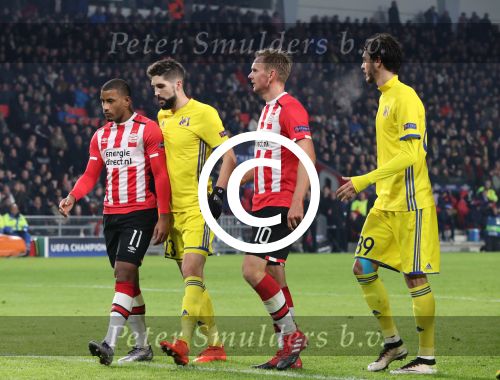 Eindhoven, 6 December 2016 Laatse groepswedstrijd in de Champions League Seizoen 2016/2017 PSV-FC Rostov, eindstand 0-0 en uitschakeling voor het gehele Europese Voetbal.
Siem de Jong