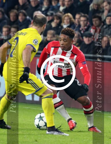 Eindhoven, 6 December 2016 Laatse groepswedstrijd in de Champions League Seizoen 2016/2017 PSV-FC Rostov, eindstand 0-0 en uitschakeling voor het gehele Europese Voetbal.
Steven Bergwijn