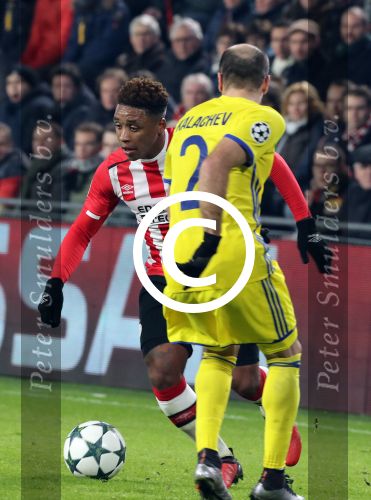 Eindhoven, 6 December 2016 Laatse groepswedstrijd in de Champions League Seizoen 2016/2017 PSV-FC Rostov, eindstand 0-0 en uitschakeling voor het gehele Europese Voetbal.
Steven Bergwijn