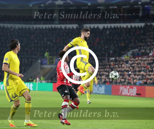 Eindhoven, 6 December 2016 Laatse groepswedstrijd in de Champions League Seizoen 2016/2017 PSV-FC Rostov, eindstand 0-0 en uitschakeling voor het gehele Europese Voetbal.
Steven Bergwijn