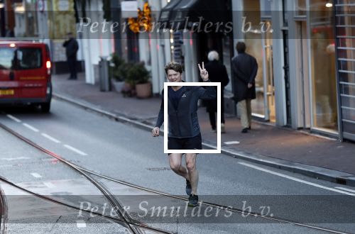 Amsterdam 17 december 2018
Beau v Erven Dorens hard lopend in het centrum van Amsterdam.