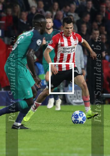 Eindhoven, 24 Oktober 2018 PSV-Tottemham Hotspur.
Duel in de voorronde Champions League, eindstand 2-2.
Hirving Lozano geblesseerd